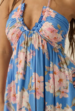 Load image into Gallery viewer, Floral print halter tie back maxi dress
