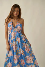 Load image into Gallery viewer, Floral print halter tie back maxi dress
