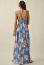 Load image into Gallery viewer, Floral print halter tie back maxi dress
