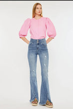 Load image into Gallery viewer, High rise buttoned flare denim

