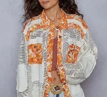 Load image into Gallery viewer, Floral woven balloon sleeve button down
