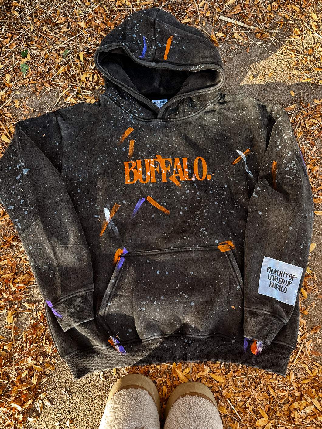 Orange + Purple paint splatter hoodie