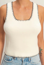 Load image into Gallery viewer, Ribbed stitched square neck tank
