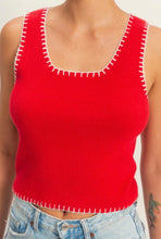Load image into Gallery viewer, Ribbed stitched square neck tank

