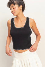 Load image into Gallery viewer, Ribbed stitched square neck tank
