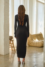 Load image into Gallery viewer, Turtleneck maxi dress knot front
