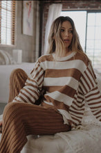 Load image into Gallery viewer, Textured exposed seam striped sweater
