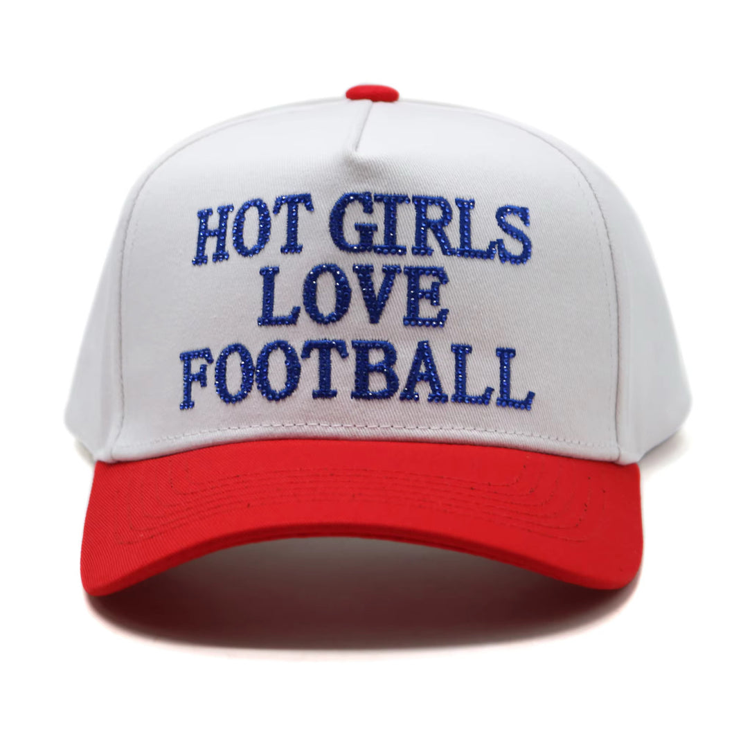 Rhinestone Hot girls love football trucker hat