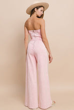 Load image into Gallery viewer, Wide leg tube too denim pink jumpsuit
