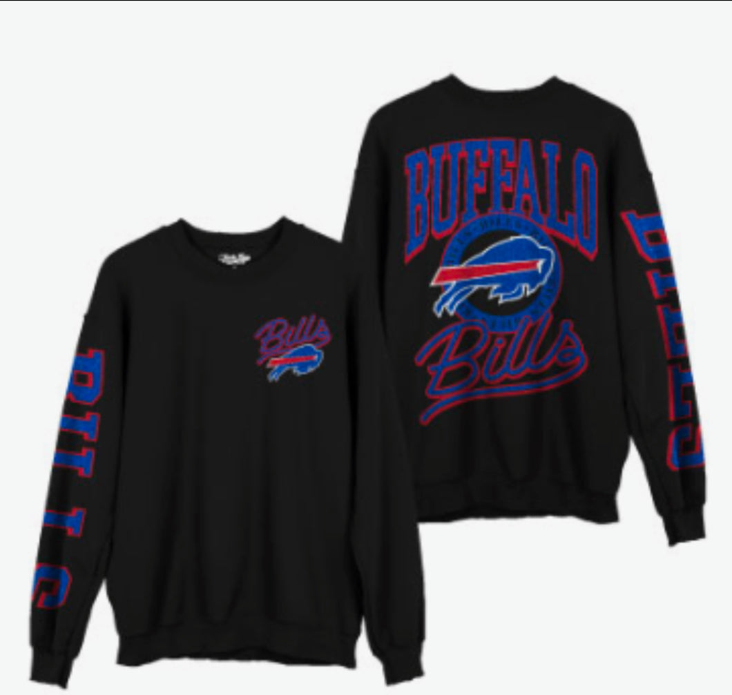 Junk food front + back logo glitter sweatshirt