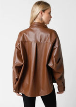 Load image into Gallery viewer, Faux leather button down
