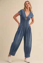Load image into Gallery viewer, Denim waist barrel jumpsuit
