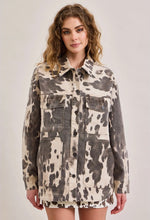 Load image into Gallery viewer, Cow print denim jacket
