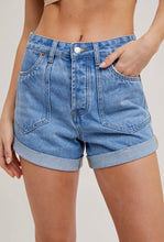 Load image into Gallery viewer, Cuffed pocketed denim shorts
