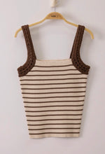 Load image into Gallery viewer, Striped crochet tank top
