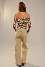 Load image into Gallery viewer, Cow print mesh off the shoulder top

