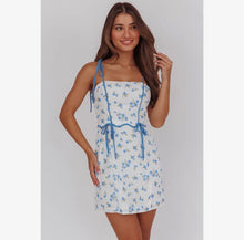 Load image into Gallery viewer, Tie shoulder floral mini dress
