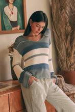 Load image into Gallery viewer, Multi stripe v neck knit sweater
