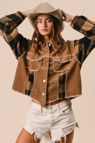 Corduroy flannel neutral jacket