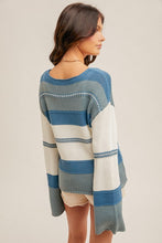 Load image into Gallery viewer, Multi stripe v neck knit sweater
