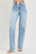 Load image into Gallery viewer, High rise baggy waistband tie denim
