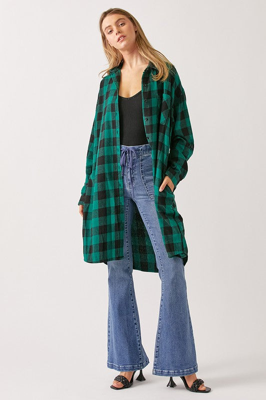 Green check cardigan