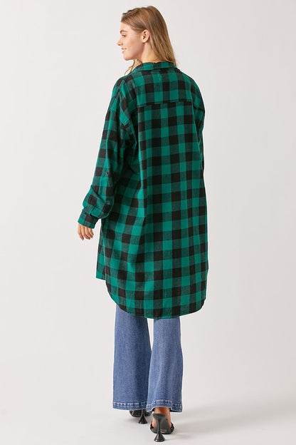 Green check cardigan