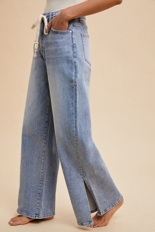 String waist denim