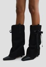 Load image into Gallery viewer, Satin bow ribbed boots

