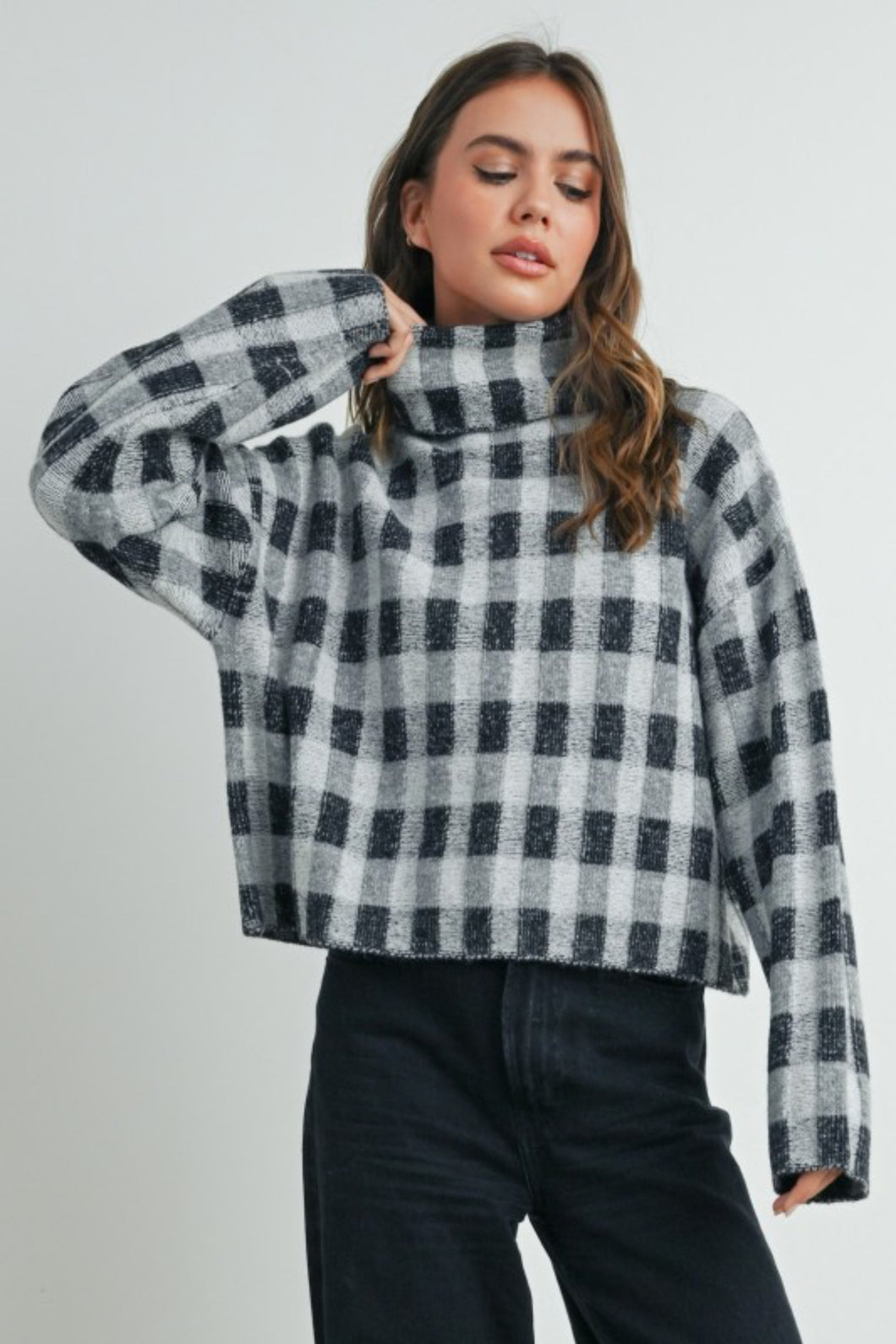 Checkered turtleneck