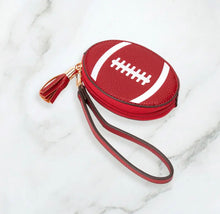 Load image into Gallery viewer, Faux leather football coin purse
