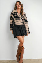 Load image into Gallery viewer, Striped collared knit sweater
