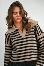 Load image into Gallery viewer, Striped collared knit sweater
