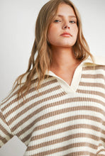 Load image into Gallery viewer, Striped collared knit sweater
