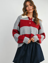 Load image into Gallery viewer, Buttoned stripe collared long sleeve
