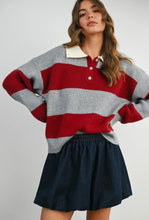 Load image into Gallery viewer, Buttoned stripe collared long sleeve
