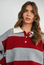 Load image into Gallery viewer, Buttoned stripe collared long sleeve
