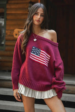 Load image into Gallery viewer, Flag ribbed knit sweater
