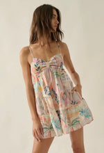 Load image into Gallery viewer, Tropical print sweetheart babydoll dress
