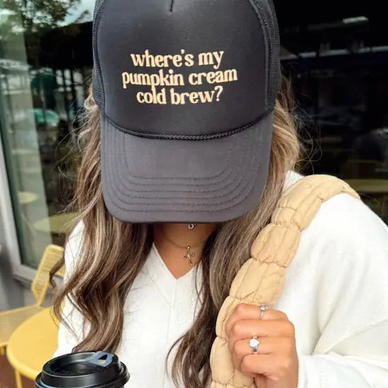 Pumpkin cold brew trucker hat