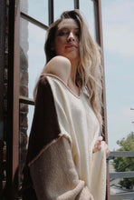 Load image into Gallery viewer, Textured colorblock off the shoulder sweater
