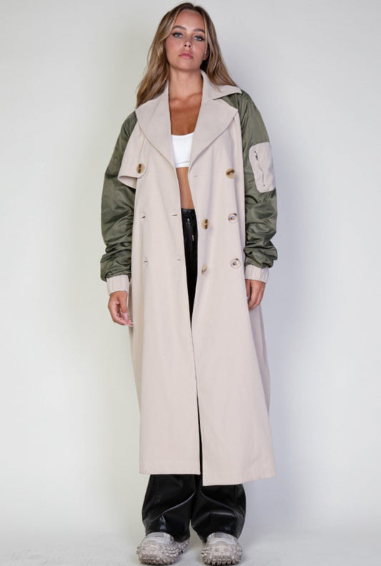 Green/Taupe trench coat