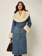 Load image into Gallery viewer, Aspen denim fur coat
