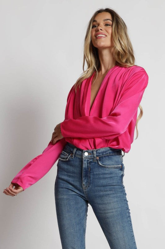 Satin pleated top