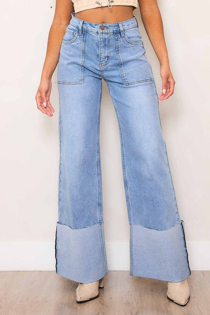 Cuffed high waisted denim