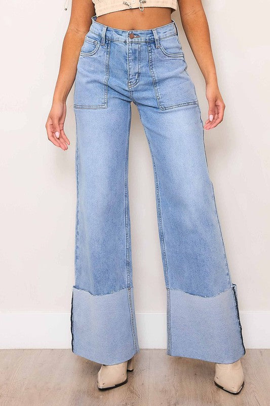 Cuffed high waisted denim