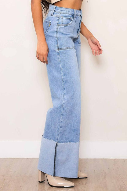 Cuffed high waisted denim