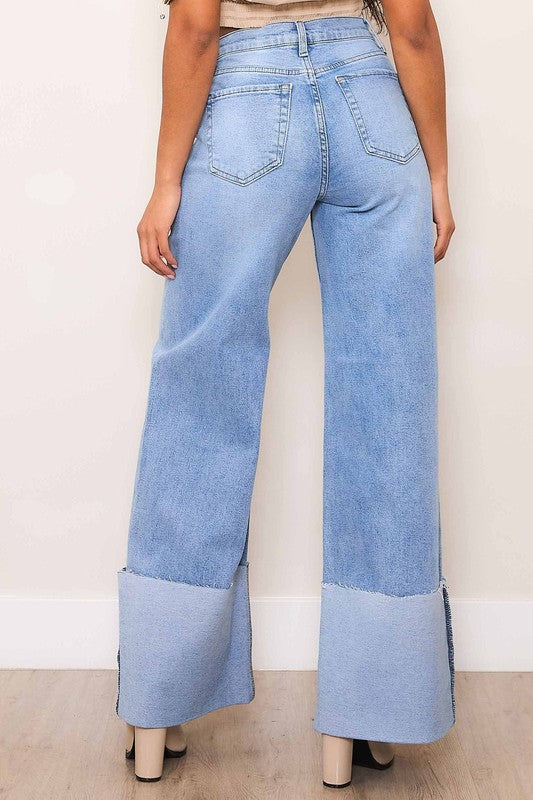 Cuffed high waisted denim