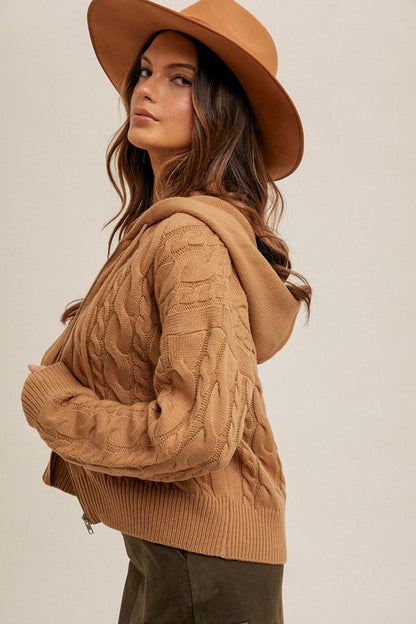Hooded zip up waffle hoodie