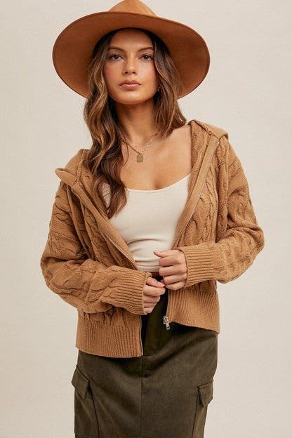Hooded zip up waffle hoodie